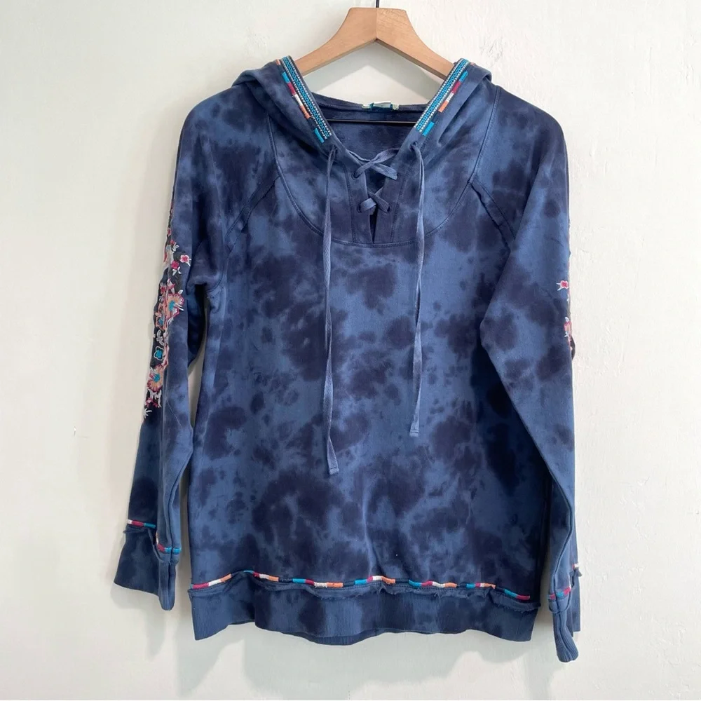 Sundance Moonlight Sky Tie Dye Floral Embroidered Sweatsuit Set
